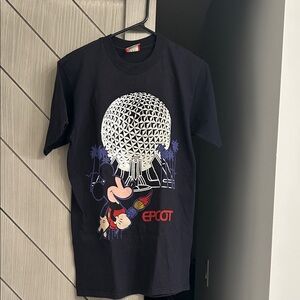 Disney Vintage Black Tee with Mickey and Epcot Graphic